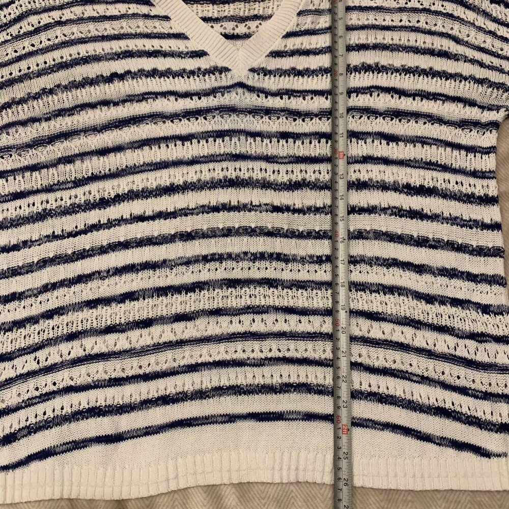 CAbi Navy & White Striped Knit Oversized Sweater - Size M (fits L) - Picture 8 of 10